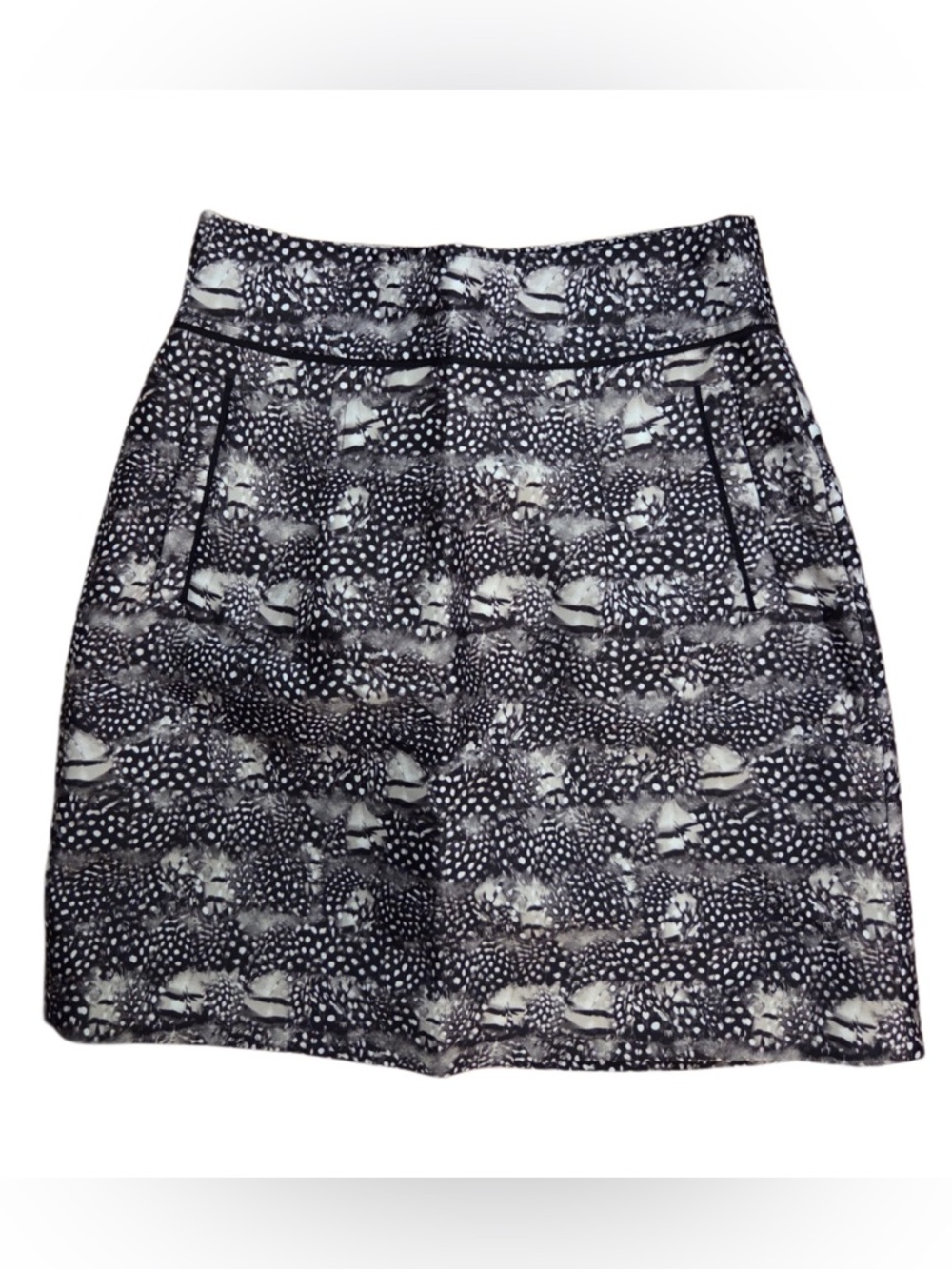 J Crew Printed Black Gray and White A-Line Skirt